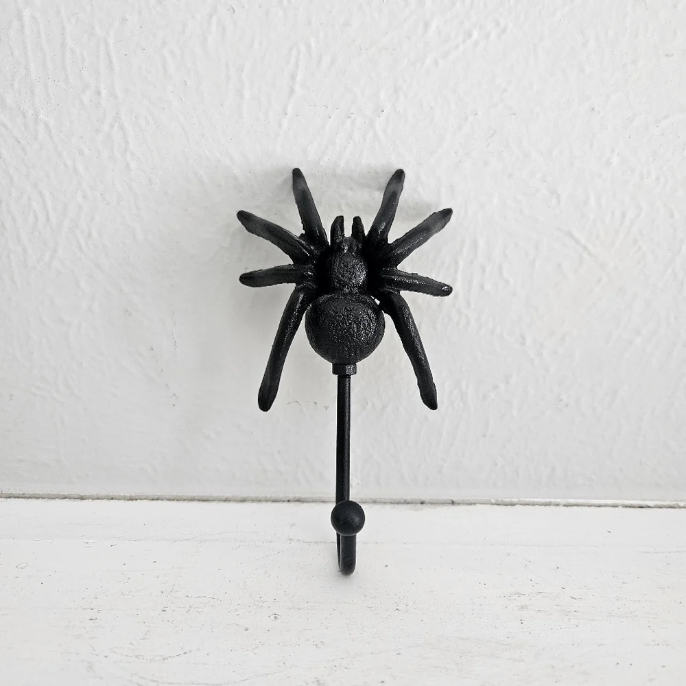 Vintage Inspired Black Cast Iron Tarantula Spider Wall Hook